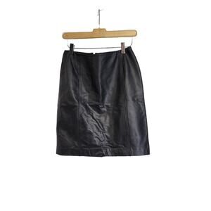 Ann Taylor Loft Black Leather Lined Short Skirt Size 2 Petite